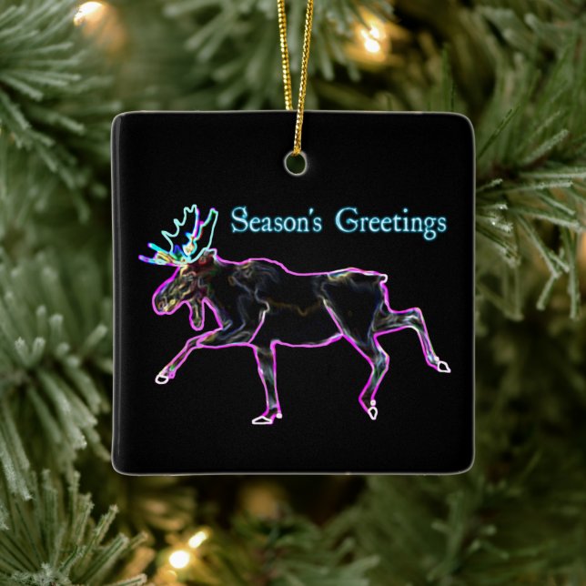 Season's Greetings - Electric Moose Ceramic Ornament (Tree)