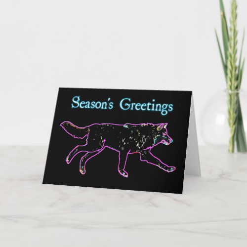 Seasons Greetings _ Electric Wolf Holiday Card