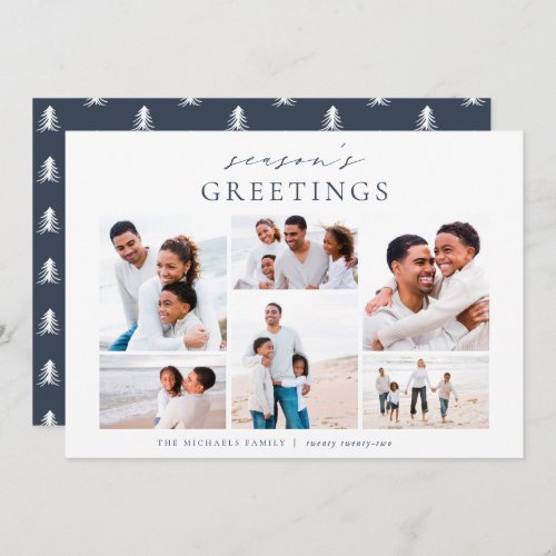 Seasons Greetings Elegant 6 Photo Collage Holiday Card