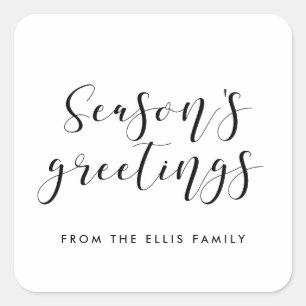 Season's Greetings Elegant calligraphy Square Sticker