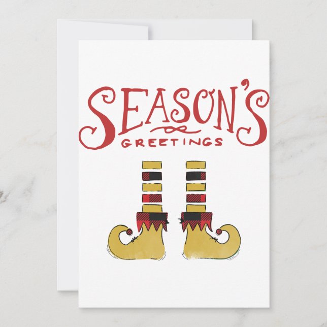 Season's Greetings Elf Shoes Holiday Card (Front)