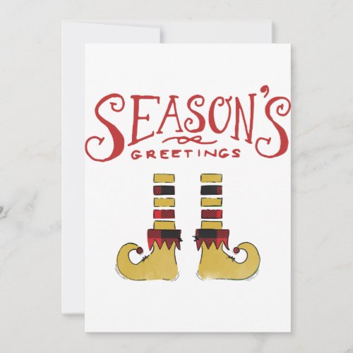 Seasons Greetings Elf Shoes Holiday Card