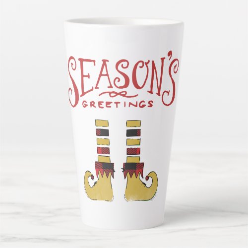 Seasons Greetings Elf Shoes Latte Mug