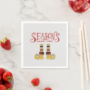 Season's Greetings Elf Shoes Napkins