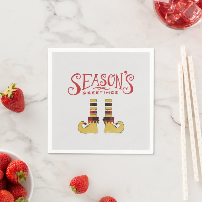 Season's Greetings Elf Shoes Napkins (Insitu)