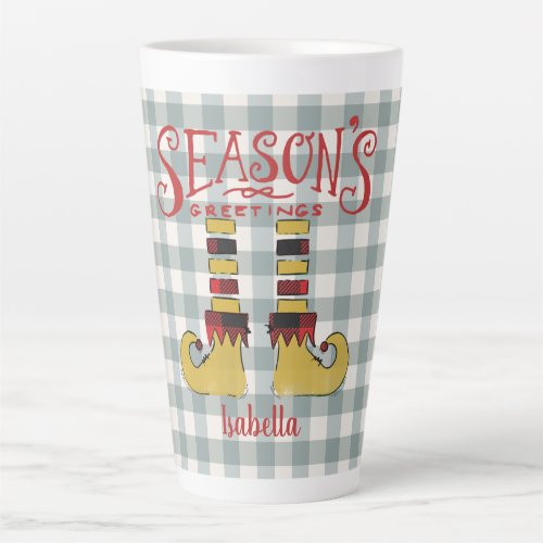 Seasons Greetings Elf Shoes Personalized Latte Mug