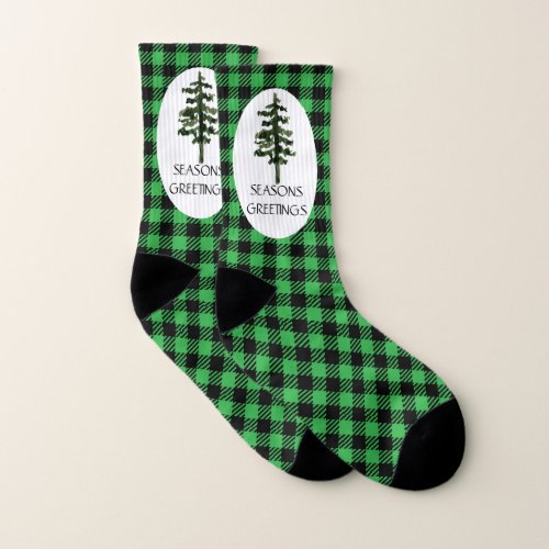 Seasons Greetings Evergreen All_Over_Print Socks