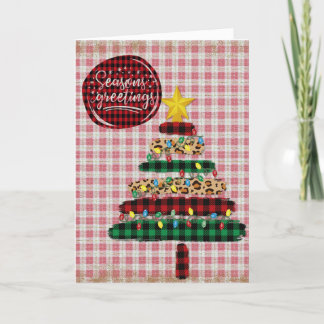 Seasons Greetings Fabric Patterns Christmas Tree Holiday Card