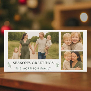 Season's Greetings Family Elegant Botanical Photo Holiday Card