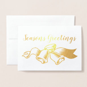Seasons Greetings Foil Bells Holiday Card