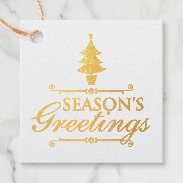 Season's Greetings Foil Favor Tags (Front)