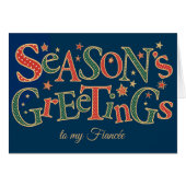 Season's Greetings for Fiancee Red Green Polkas (Front Horizontal)