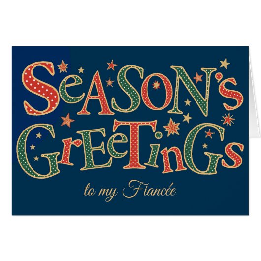 Season's Greetings for Fiancee Red Green Polkas (Front Horizontal)