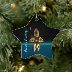 Season's Greetings - Fractal Inuit Hunter Ceramic Ornament