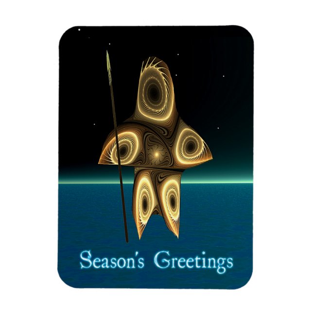 Season's Greetings - Fractal Inuit Hunter Magnet (Vertical)