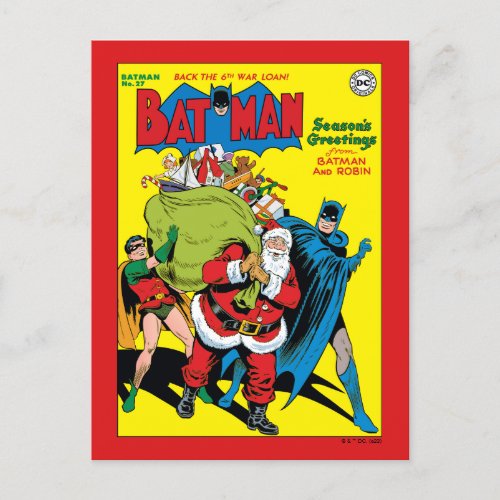 Seasons Greetings From Batman And Robin Holiday Postcard