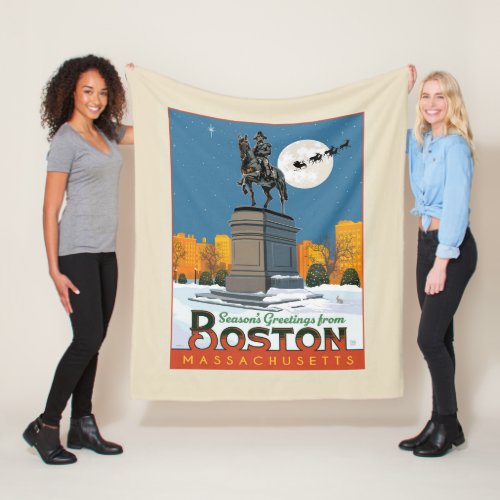 Seasons Greetings From Boston Common Fleece Blanket