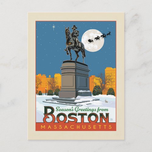 Seasons Greetings From Boston Common Postcard