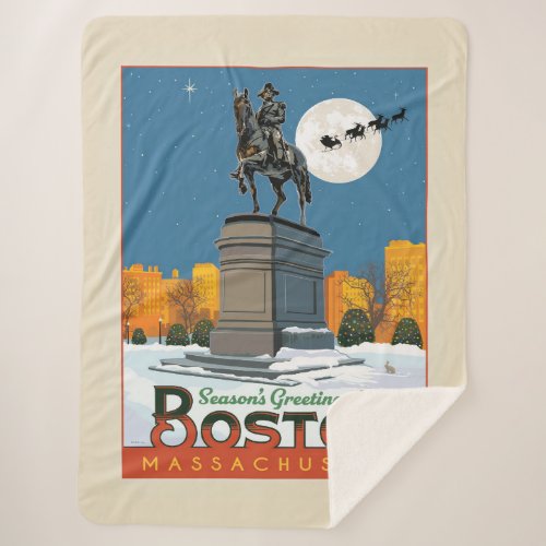 Seasons Greetings From Boston Common Sherpa Blanket