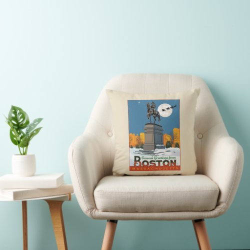 Seasons Greetings From Boston Common Throw Pillow