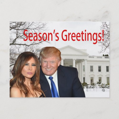 Seasons Greetings from Donald and Melania Holiday Postcard