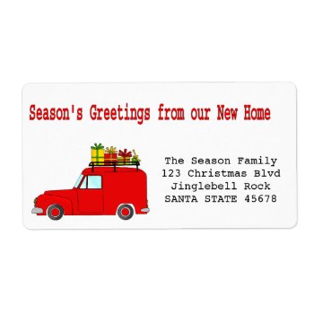 Season's Greetings From New Home Label by PortoSabbiaNatale at Zazzle