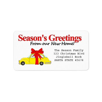 Season's Greetings From New Home Label by PortoSabbiaNatale at Zazzle