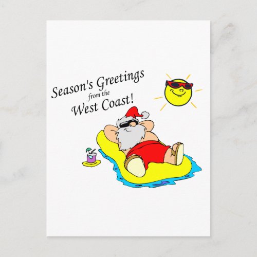 Seasons Greetings From The West Coast Santa Holiday Postcard
