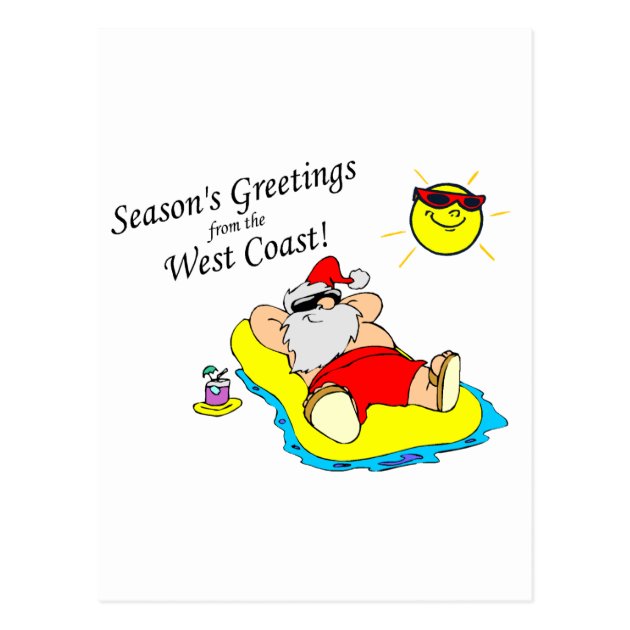 Seasons Greetings From The West Coast Santa Postcard