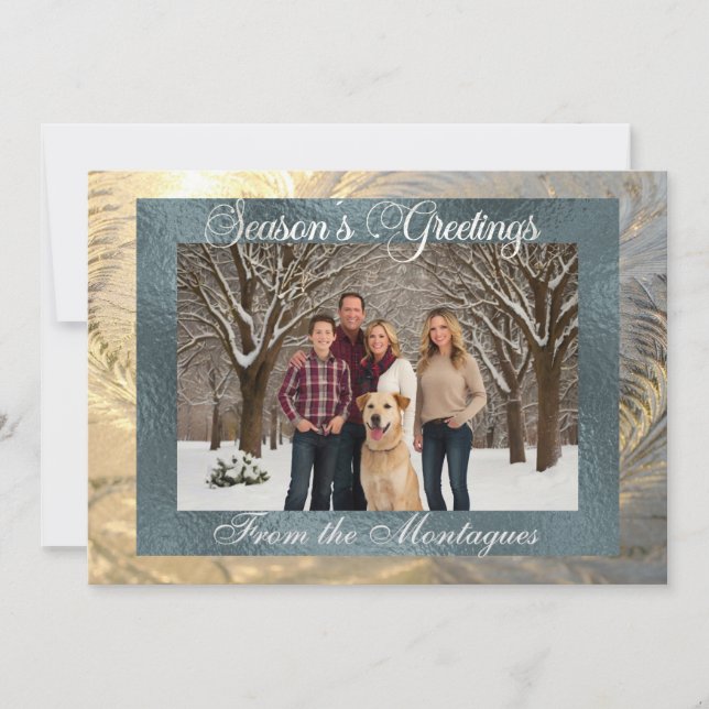 Season's Greetings Frost Border with Photo Holiday Card (Front)
