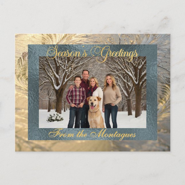 Season's Greetings Frost Border with Photo Holiday Postcard (Front)