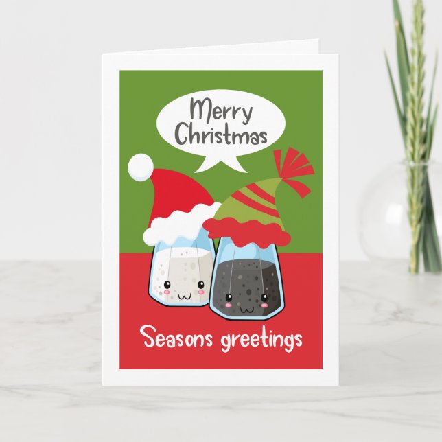 Seasons Greetings Funny Salt Pepper Food Themed Card (Front)