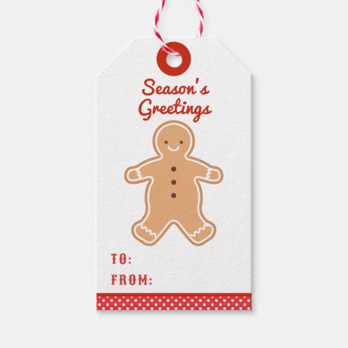 Seasons Greetings  Gingerbread Cookie Gift Tags