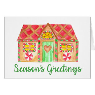 Season's Greetings Gingerbread house Cards