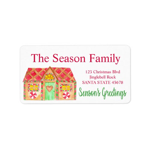 Seasons Greetings Gingerbread house Label