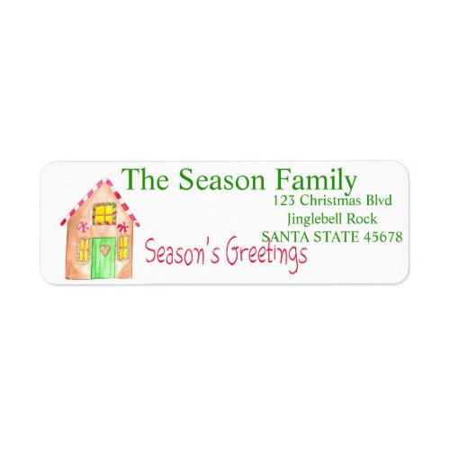 Seasons Greetings Gingerbread house Label