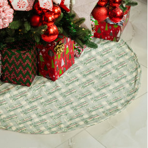 Season's Greetings Gingham Christmas Brushed Polyester Tree Skirt