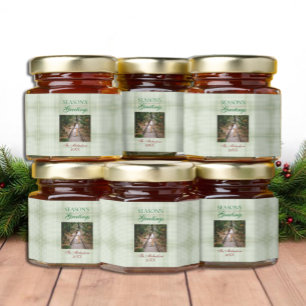 Season's Greetings Gingham Christmas Honey Jar Favors