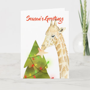 Seasons Greetings Giraffe And Christmas Tree Star Card