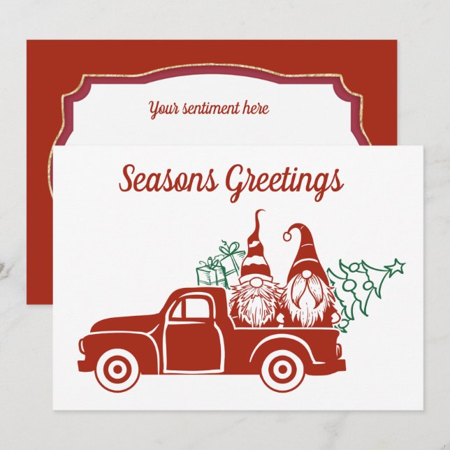 Seasons greetings gnome add sentiment Christmas  (Front/Back)