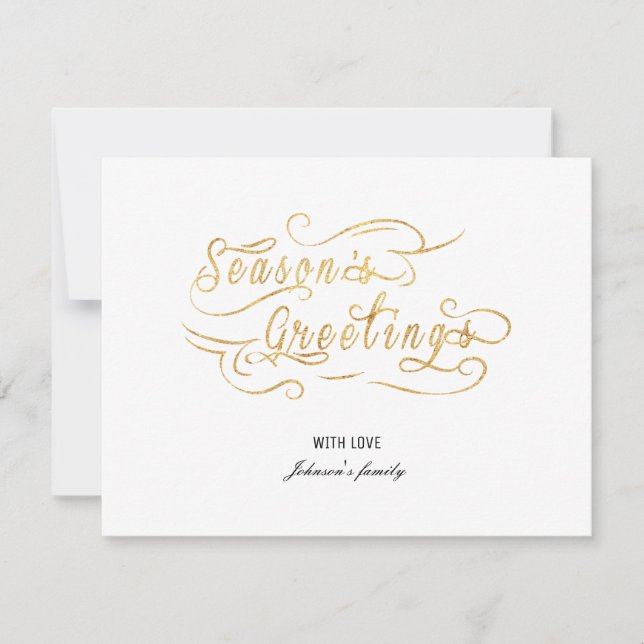 Seasons Greetings (GOLD) Holiday Card (Front)