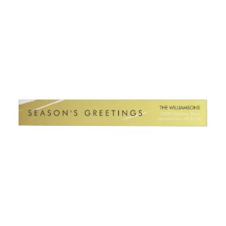Season's Greetings Gold Paint Brush Swish Wrap Around Label