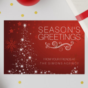 Seasons Greetings Gold Star Corporate Business Holiday Card