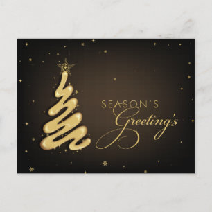 Seasons Greetings Golden Christmas Tree Postcard