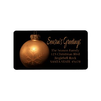 Season's Greetings Golden Ornament Label by PortoSabbiaNatale at Zazzle