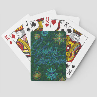 Seasons Greetings Green Poker Cards