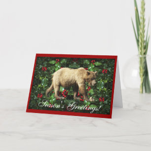 Season's Greetings Grizzly Bear Wildlife Xmas Card
