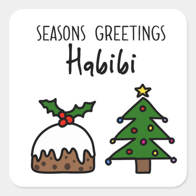 Seasons Greetings Habibi Square Sticker (Front)