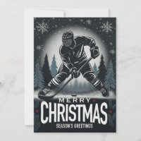 Seasons Greetings Hockey Christmas Card