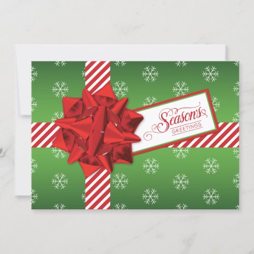 Seasons Greetings Holiday Card  Faux Gift Box